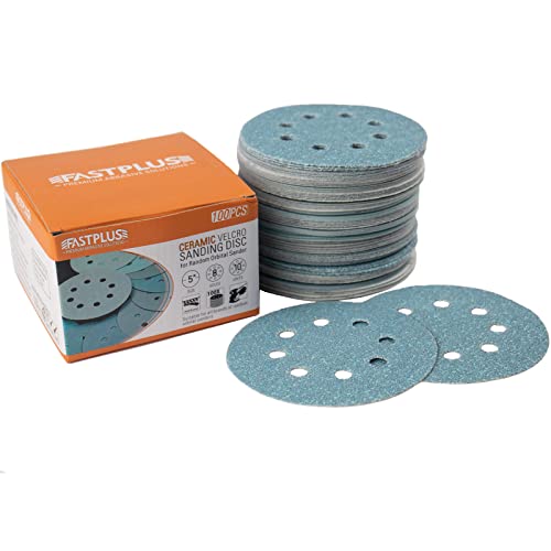 Schleifpapier 125mm Klett 40/60/80/120/180/240/320/400/600/800 Gemischte Körnung Sortiertes Schleifpapier 5 Inch 125mm 8 Löcher Klett-Schleifscheibe für Exzenterschleifer (100 STÜCKE) von FASTPLUS