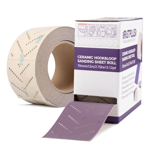 Schleifpapierrolle, Keramik, Violett, 70 mm x 12 m, Schleifrolle, für Autos, mehrere Löcher, zum Entfernen von Beschichtungen, Schleifen von Autos, Körnung 400 Schleifpapierrolle, Keramik, Violett, 70 mm x 12 m, Schleifrolle, für Autos, mehrere Löcher, zum Entfernen von Beschichtungen, Schleifen von Autos, Körnung 400 von FASTPLUS
