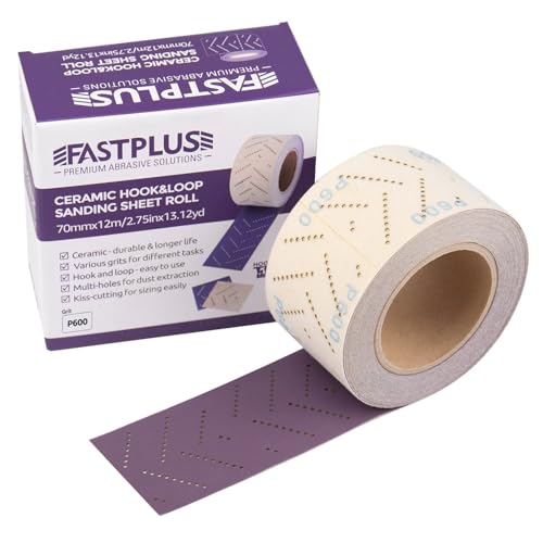 Schleifpapierrolle, Keramik, Violett, 70 mm x 12 m, Schleifrolle, für Autos, mehrere Löcher, zum Entfernen von Beschichtungen, Schleifen von Autos, Körnung 600 von FASTPLUS