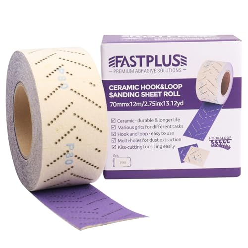 Schleifpapierrolle, Keramik, Violett, 70 mm x 12 m, Schleifrolle, für Autos, mehrere Löcher, zum Entfernen von Beschichtungen, Schleifen von Autos, Körnung 80 Schleifpapierrolle, Keramik, Violett, 70 mm x 12 m, Schleifrolle, für Autos, mehrere Löcher, zum Entfernen von Beschichtungen, Schleifen von Autos, Körnung 80 von FASTPLUS