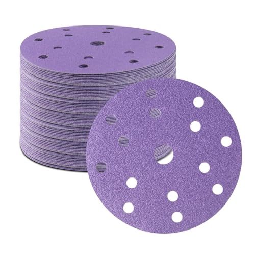 Schleifscheibe, 150 mm, 100 Stück Schwingschleifscheiben, 600 Körnungen aus Keramik, 15 Löcher, Haken und Schnalle, Schleifpapier, Orbital, zufällig, professionell, für die Automobil- und von FASTPLUS