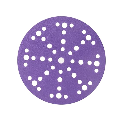 Schleifscheiben, 15,2 cm, 49 Löcher, Körnung 180, violett, staubfreie Keramik-Schleifscheiben, robuste Klettfolienscheiben, Schleifpapier für Exzenterschleifer, 50 Stück von FASTPLUS