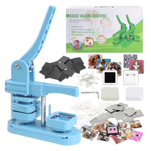 FASTTOBUY Kühlschrankmagnet-Maschine, 2-in-1 Kühlschrankmagnet- und buttonmaschine, 50 mm/1,97 Zoll quadratischer Kühlschrankmagnete mit 550 kostenlosen Ersatzteilen (inklusive 50 Anstecknadeln) von FASTTOBUY