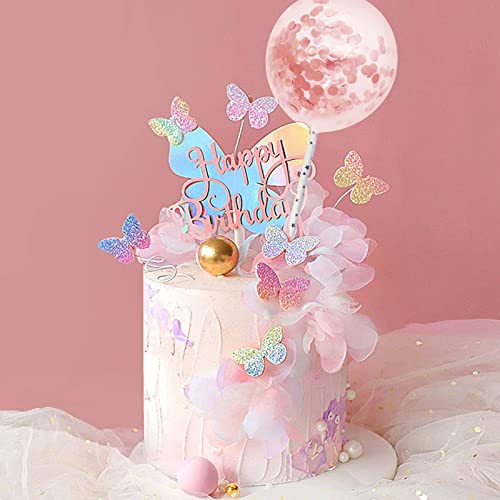 12 Stück Schmetterling Tortendeko Geburtstag Mädchen, Glitter Schmetterlinge Cup-Cake Toppers, Rosa Topper Kuchen Deko für Mädchen Geburtstag Party Supplies Kuchen Dekorationen von FATCAT