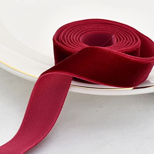 FATCAT Weinrotes Samtband, Geschenkband, Weinrotes Vintage-Band mit Spule für Geschenkverpackungen, Hochzeit Dekorationen, Blumensträuße, Basteln DIY (Weinrot, 2.5cm X 30Yds) von FATCAT