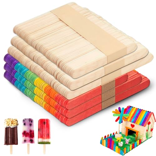 300 Stück Holzstäbchen, Eisstiele aus Holz, Natürliche & Bunte Holzspatel, 114 mm x 10 mm x 2 mm Birke, Eisstäbchen aus Holz für DIY, Popsicle, Backen, Handwerk & Geschenke 300 Stück Holzstäbchen, Eisstiele aus Holz, Natürliche & Bunte Holzspatel, 114 mm x 10 mm x 2 mm Birke, Eisstäbchen aus Holz für DIY, Popsicle, Backen, Handwerk & Geschenke von FATHBOOD