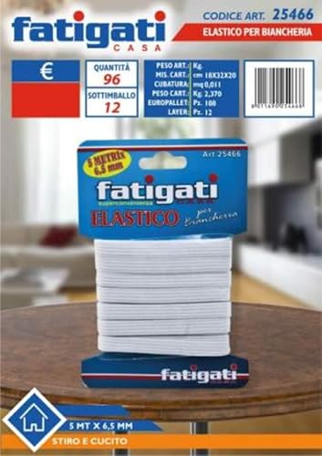 FATIGATI SRL L. Elastische Naht, weiß, 5 m, 6,5 mm, 2546, Siehe Foto, Come von FATIGATI SRL