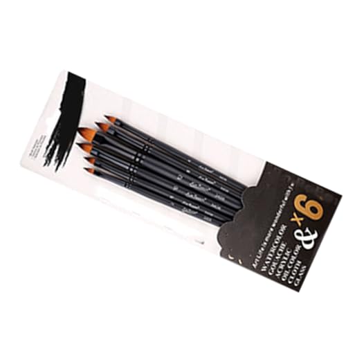 FAUOSWUK 6pcs Aquarellpinsel Pinsel, Acrylpinsel -Pinsel -Set mit 6 Größen für Künstler Studenten Erwachsene Malerei (Katzenzunge) von FAUOSWUK