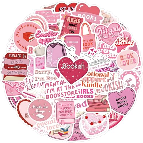 FAURAPMNG 120 Stück rosa Bücheraufkleber, süße Buchaufkleber, Booktok-Leseaufkleber für Frauen, Mädchen, Buchliebhaber, Geschenke, Erwachsene (Rosa, 120 Stück) von FAURAPMNG