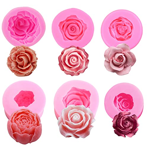 FAURAPMNG Silikon-Formen-Set, Blume, 3D-Rosenblüte, Fondant, Silikonformen für Seife, Kerzen, Kuchen, Blumenformen für Schokolade, Süßigkeiten, Gebäck, Dessert, 6 Stück, Rosa FAURAPMNG Silikon-Formen-Set, Blume, 3D-Rosenblüte, Fondant, Silikonformen für Seife, Kerzen, Kuchen, Blumenformen für Schokolade, Süßigkeiten, Gebäck, Dessert, 6 Stück, Rosa von FAURAPMNG