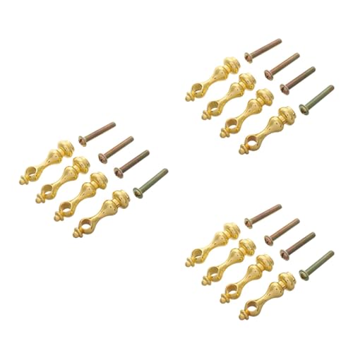 FAVOMOTO 12 Stück Geländerhalterungsverbinder, goldfarbene Metallpfostenendkappen, Geländerverbinder, Geländerpfostenverbinder, Kappenschränke, Metallgalerie-Spindeln für Glasmöbel, Schränke von FAVOMOTO