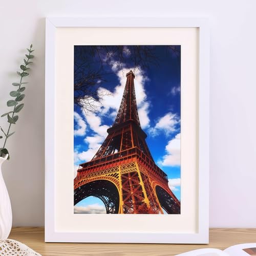 A4-Bilderrahmen Fotorahmen 30,5 x 25,4 cm Holz-Bilderrahmen 21 x 29,7 cm stehend und hängend Wandmontage zum Aufhängen im Hoch- oder Querformat weiß 435 von FAVORTALK