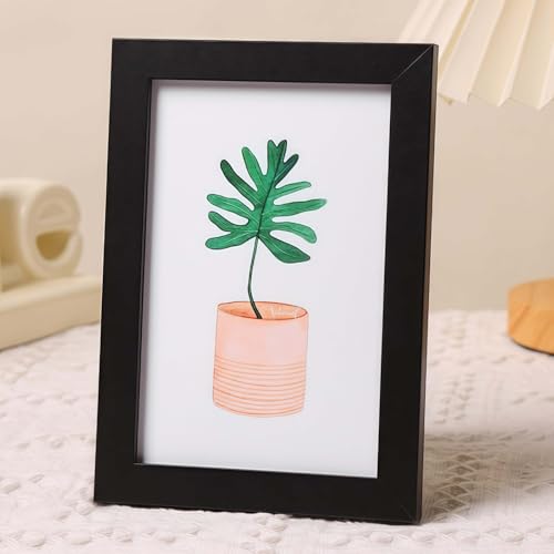 Bilderrahmen aus Holz, A4, 29,7 x 21 cm, zum Aufstellen und Aufhängen, für A4-Druck, Schlafzimmer und Wohnzimmer, Dekoration, Schwarz, 436 von FAVORTALK