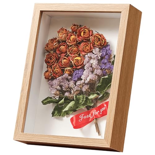 FAVORTALK Shadow Box 10 x 15 cm 3D-Holzscheite Schattenbox, Bilderrahmen aus Holz, tief, quadratisch, für Fotos, Blumen (Holz 433, Tiefe 5 cm) von FAVORTALK