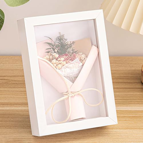 Shadow Box Bilderrahmen, 10 x 15 cm, 3D-Bilderrahmen, Holz, 3D-Bilderrahmen, 3,1 cm, für Wand und Tischplatte (Weiß, 3 cm) von FAVORTALK