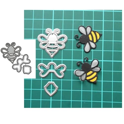 FAWENUCY Scrapbooking-Stanzformen, "Happy Birthday"-Ballon-Metall-Stanzformen für Kartenherstellung, Papierbastel-Stanzschablone, Hintergrundprägeschablonen, DIY-Album-Dekor (Bienen-4,5 x 4,3 cm) von FAWENUCY