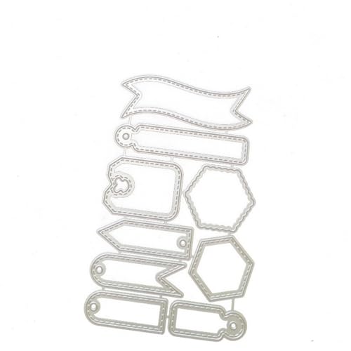FAWENUCY Scrapbooking-Stanzformen, rechteckiger Rahmen, Metall-Stanzformen für Kartenherstellung, Papierbastel-Stanzschablone, Hintergrundprägeschablonen, DIY-Album-Dekor (Etiketten-Set A-9 x 14,4 cm) von FAWENUCY