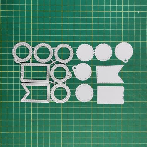 FAWENUCY Scrapbooking-Stanzformen, rechteckiger Rahmen, Metall-Stanzformen für Kartenherstellung, Papierbastel-Stanzschablone, Hintergrundprägeschablonen, DIY-Album-Dekor (Etiketten-Set B-910,2 x 10 von FAWENUCY