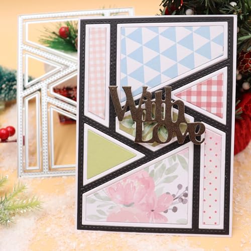 FAWENUCY Scrapbooking-Stanzformen, rechteckiger Rahmen, Metall-Stanzformen für Kartenherstellung, Papierbastel-Stanzschablone, Hintergrundprägeschablonen, DIY-Album-Dekor (Rasterrahmen, 14 x 10 cm) von FAWENUCY