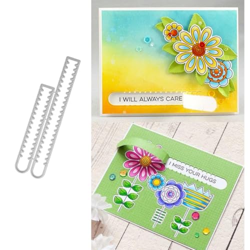 FAWENUCY Scrapbooking-Stanzformen, rechteckiger Rahmen, Metall-Stanzformen für Kartenherstellung, Papierbastel-Stanzschablone, Hintergrundprägeschablonen, DIY-Album-Dekor (Überraschungskartenstreifen von FAWENUCY