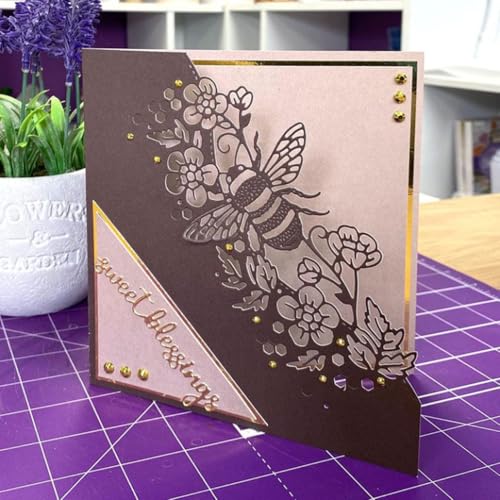 FAWENUCY Scrapbooking-Stanzformen für Kartenherstellung, Weihnachten, Metall-Stanzformen, Papier-Bastelschablone, Hintergrundprägeschablonen, DIY-Album-Dekor (Bienenspitze, 8 x 15,7 cm) von FAWENUCY