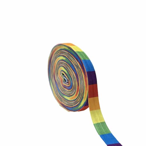 FAYADA Faltbares Gummiband, 1,6 cm x 9,1 m, Pastell-Regenbogenfarben, elastisches Nähband, Spandex-Band für Haarschleifen, DIY, Basteln, Haarbänder, Stirnbänder, Stoffband (Regenbogenfarben, 4) von FAYADA