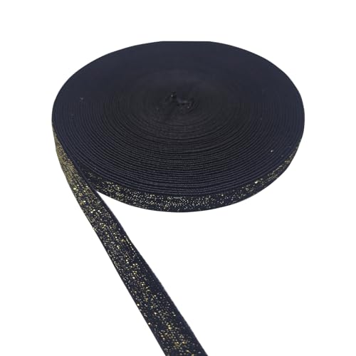 FAYADA Schwarzes Samtband, weiches Samtband mit einem Hauch von schimmerndem Funkeln, glitzerndes Stoffband mit goldenem Polyester, einseitiges Band für Heimdekoration, Geschenkverpackung, 1,9 cm x von FAYADA