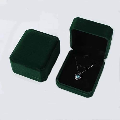 FAYADA Set mit 2 grünen Samt-Halsketten-Anhänger-Boxen, Schmuckschatulle, Geschenkboxen, Schmuckverpackung, Aufbewahrungsbox, Schmuck-Display-Box für Hochzeit, Verlobung, Antrag, Geburtstag und von FAYADA