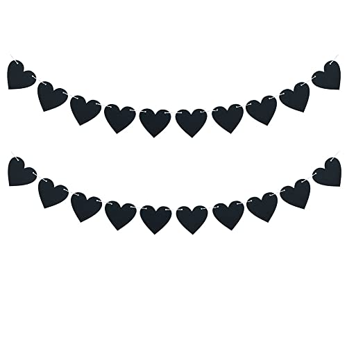FAZHBARY 2 Schwarze Filz-Herz-Girlande, Banner für Valentinstag, Gothic-Dekoration, Abschied, Hochzeit, Jahrestag, Party-Dekorationen FAZHBARY 2 Schwarze Filz-Herz-Girlande, Banner für Valentinstag, Gothic-Dekoration, Abschied, Hochzeit, Jahrestag, Party-Dekorationen von FAZHBARY
