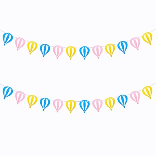 FAZHBARY 2 Stück Heißluftballon-Girlande aus Filz, Banner zum Aufhängen, Heißluftballon, Großpackung mit Himmelsmotto-Party, Babyparty, Dekorationen FAZHBARY 2 Stück Heißluftballon-Girlande aus Filz, Banner zum Aufhängen, Heißluftballon, Großpackung mit Himmelsmotto-Party, Babyparty, Dekorationen von FAZHBARY