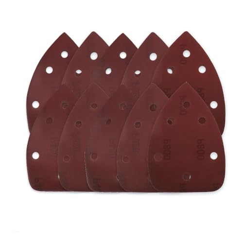 FBANULPEX Dreiecks-Schleifblätter, Dreiecks-Schleifpads 10 stücke 140 * 90 Selbst-Adhesive 6 Löcher Schleifpapier Dreieck Schleifpapier Mit Haken Schleife Disc Schleif Werkzeuge Polieren(120) von FBANULPEX