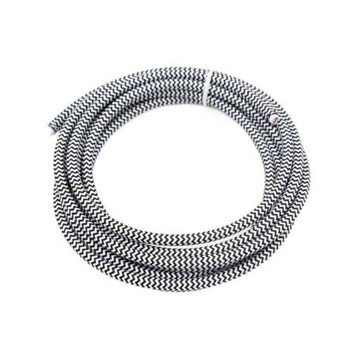 FBANULPEX Geflochtener Draht, flexibles Verlängerungskabel, geflochtene Lichtkabel aus Stoff, Vintage-Kabel, 2-adrig, 0,75 mm², elektrisches Textilkabel (schwarzweißer Streifen, 5 m) von FBANULPEX