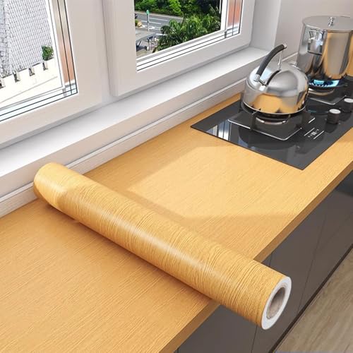 FBANULPEX Holzmaserungs-Bodenband, Selbstklebende Tapete Selbstklebende Holzmaserungsfolie for Möbel, wasserfeste Schutzklebefolie for Esstisch, Arbeitsplatte & Wand(Eiche,90x300cm(WxL)) von FBANULPEX