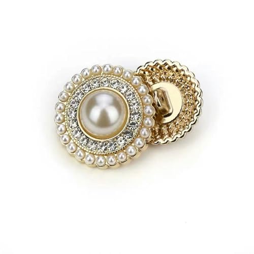 FBANULPEX Metall-Knöpfe Goldene Knöpfe for Nähen und Handarbeiten, große Perlenknöpfe for Kleidung, Damen, DIY-Blusenknöpfe, 18 mm(Golden3,25mm) von FBANULPEX
