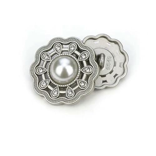 FBANULPEX Metall-Knöpfe Goldene Knöpfe for Nähen und Handarbeiten, große Perlenknöpfe for Kleidung, Damen, DIY-Blusenknöpfe, 18 mm(Silver1,25mm) von FBANULPEX