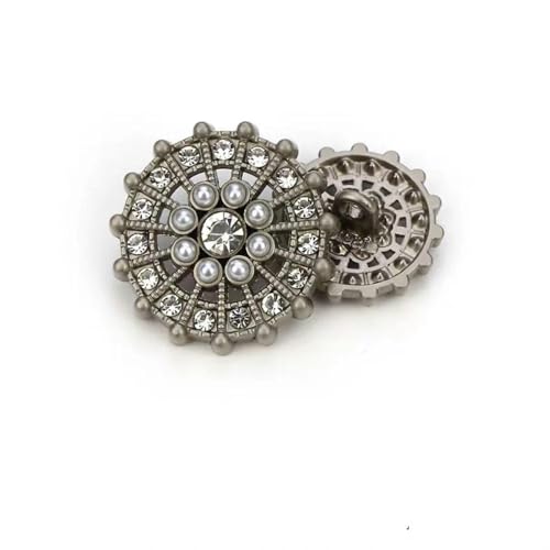 FBANULPEX Metall-Knöpfe Goldene Knöpfe for Nähen und Handarbeiten, große Perlenknöpfe for Kleidung, Damen, DIY-Blusenknöpfe, 18 mm(Silver2,25mm) von FBANULPEX