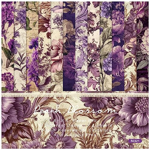 FBANULPEX Scrapbook-Spezialpapier,Dekoratives Papier 6"x 6" Vintage Floral 48 Blatt einseitiges Musterpapier, 12 Designs, Lila Blumen Fotoalbum DIY Kartenherstellung Zubehör FBANULPEX Scrapbook-Spezialpapier,Dekoratives Papier 6"x 6" Vintage Floral 48 Blatt einseitiges Musterpapier, 12 Designs, Lila Blumen Fotoalbum DIY Kartenherstellung Zubehör von FBANULPEX
