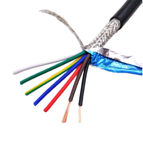 FBANULPEX Verzinnter Kupferdraht, UL2464 Signalkabel, 26 AWG, 5 m, 24 AWG reines Kupfer, 22 AWG geschirmtes Kabel (7 Kerne, 24 AWG, 5 m) von FBANULPEX