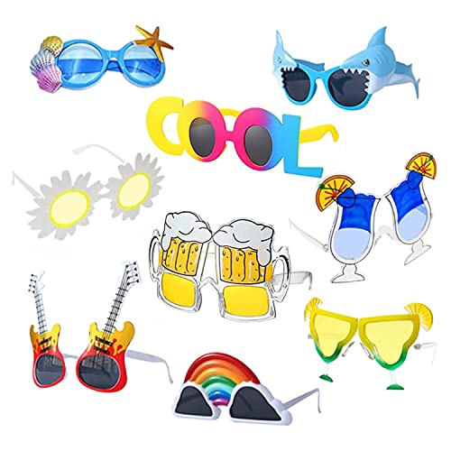 9 Stück Party Brillen, Lustige Brillen, Lustige Hawaiian Party Brillen, Hawaiianische Neuheit Party Brille, Party Sonnenbrille, Party Sonnenbrille, für Erwachsene Kinder Tropische Party Requisiten von FBDSUFH