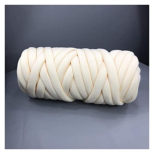 Wolle, 1000 g, supergrobes Strickgarn für Decken, vegan, geflochten, weiches DecStrickgarn für Decken, vegan, geflochten, weiches Deckengarn, Armstrick- und Häkelwolle (Farbe: Kamel) (Creme) von FBHappiness