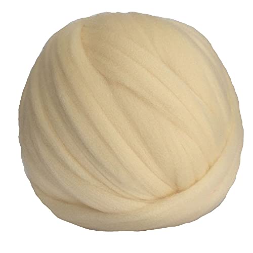 Wolle, 1000 g/Knäuel, superdickes Wollgarn, dickes Vorgarn, Hand-/Armstrickgarn,Wollgarn, dickes Vorgarn, Hand-/Armstrickgarn, Überwurf- und Deckengarn, Häkelwolle (Farbe: Hellkhaki) (Beige) von FBHappiness