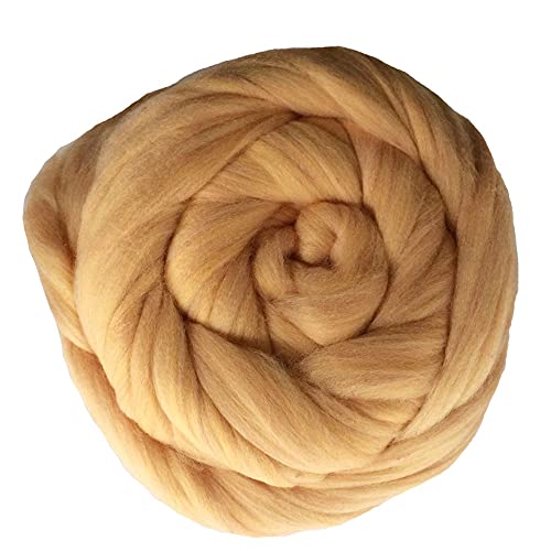 Wolle, 1000 g/Knäuel, superdickes Wollgarn, dickes Vorgarn, Hand-/Armstrickgarn,Wollgarn, dickes Vorgarn, Hand-/Armstrickgarn, Überwurf- und Deckengarn, Häkelwolle (Farbe: Hellkhaki) (Kamel) von FBHappiness