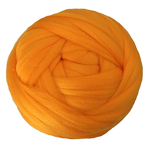 Wolle, 1000 g/Knäuel, superdickes Wollgarn, dickes Vorgarn, Hand-/Armstrickgarn,ollgarn, dickes Vorgarn, Hand-/Armstrickgarn, Überwurf- und Deckengarn, Häkelwolle (Farbe: Hellkhaki) (Orange) von FBHappiness