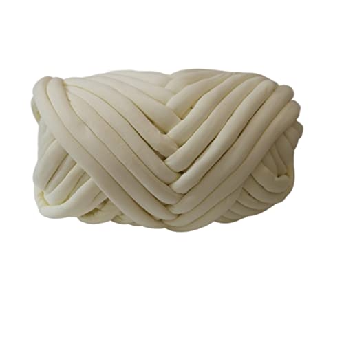 Wolle, supergroßes Roving, grobes Garn, Handstrick- und Häkelgarn, weiche Baumwotrick- und Häkelgarn, weiche Baumwolle, Strick- und Spinndecke, Häkelwolle (Farbe: 1 kg Weiß) (1 kg Cremeweiß) von FBHappiness