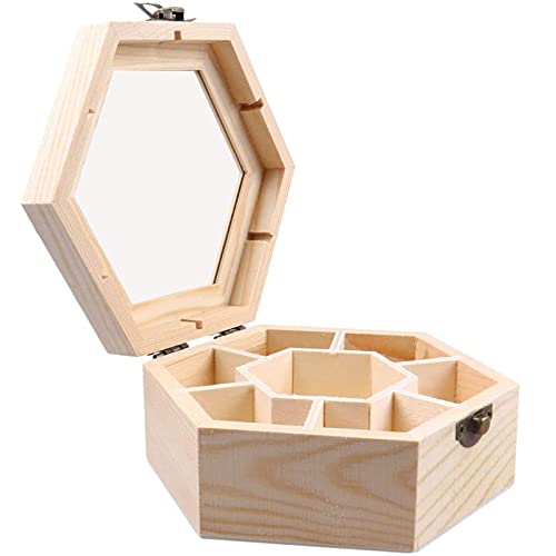 Schmuckkasten Holz Mit Glasdeckel Holz Schmuckschatulle DIY Sechseckige Schmuckschatulle Sechseckige Antike Schmuck Aufbewahrungsbox Veranstalter Schmuck Truhenhalter Behälter Geschenkbox von FBNDFUI5DVBU