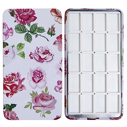 FCLUB Watercolor Palette Paint Tin Case with 20pcs White Plastic Empty Watercolor Full Pans Carrying Magnetic Squares- Artists Paint Palette for DIY Watercolor Travel Palette, Acrylics Painting von FCLUB