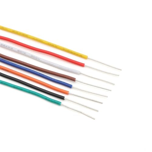 FCOVIRLEN Elektrodraht, Elektrodraht, verzinntes Kupferkabel, einadrig, 2 m und 5 m, UL1007 (Gelb, 2 m, 26 AWG) von FCOVIRLEN