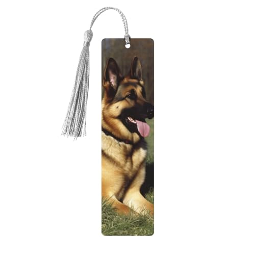 Lesezeichen Deutscher Schäferhund, Holz-Lesezeichen für Buchliebhaber, handgefertigtes Holz-Lesezeichen mit Quaste, Lesezeichen, Ornament, Geschenkanhänger, Etiketten für Basteldekorationen von FCTVASDM