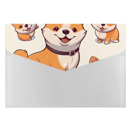 Aktenmappen, Kunststoff, niedlicher Shiba-Inu-Hund, bedruckt, Briefgröße, tragbare Ordner, Aktenordner für Büro von FCTVSKLN