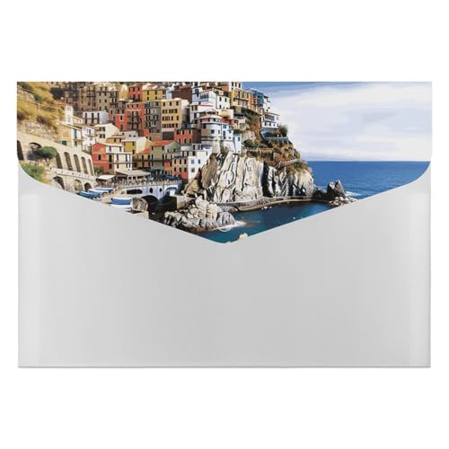 Aktenordner aus Kunststoff, Motiv: Cinque Terre, bedruckt, Briefgröße, tragbare Ordner, Organizer für Büro Aktenordner aus Kunststoff, Motiv: Cinque Terre, bedruckt, Briefgröße, tragbare Ordner, Organizer für Büro von FCTVSKLN